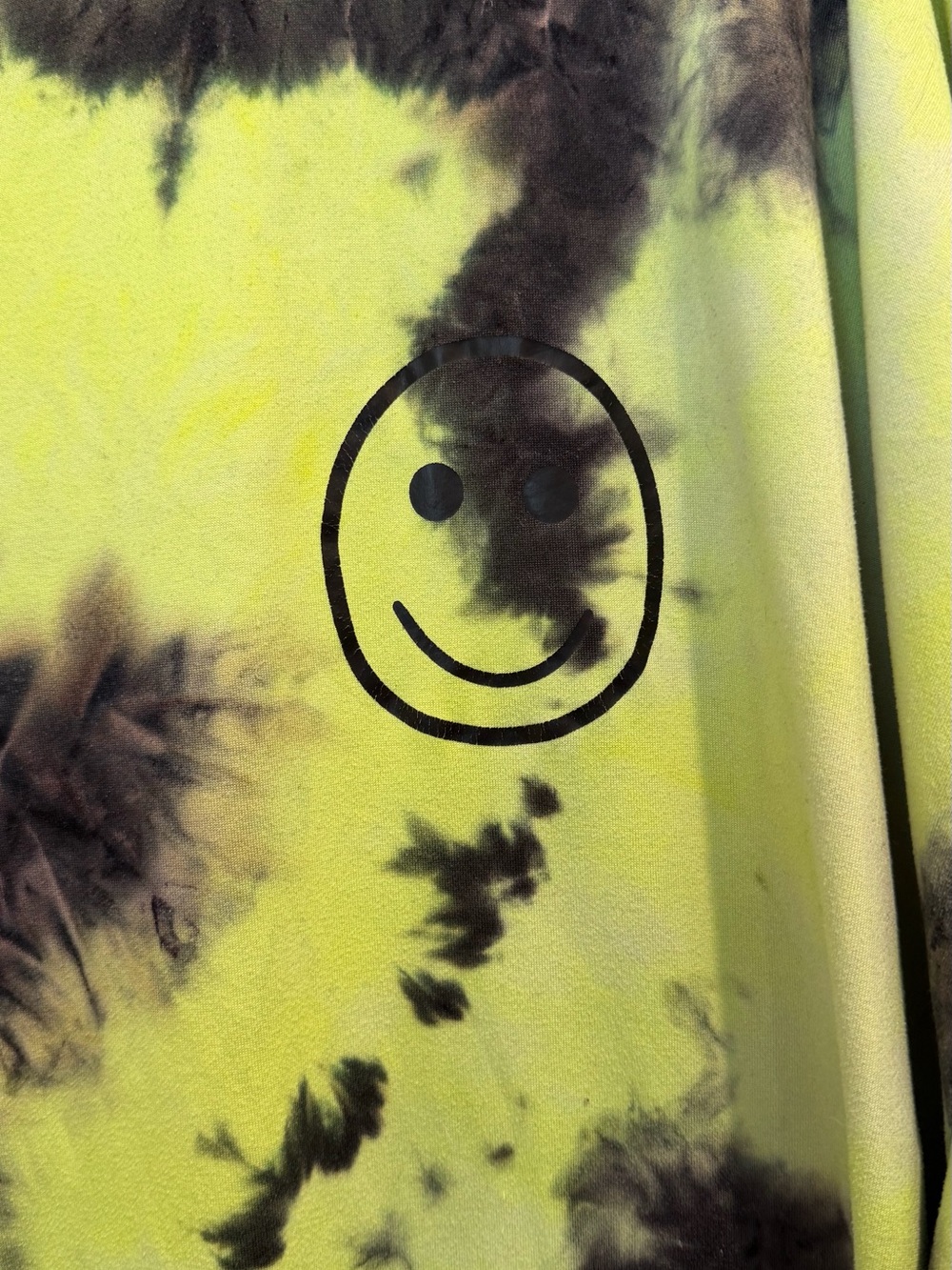 Neon Yellow Tie-Dye Smiley Sweatshirt